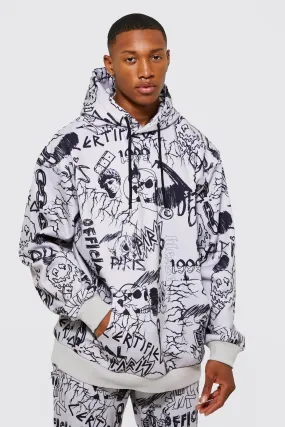 Oversized Official Graffiti Print Hoodie