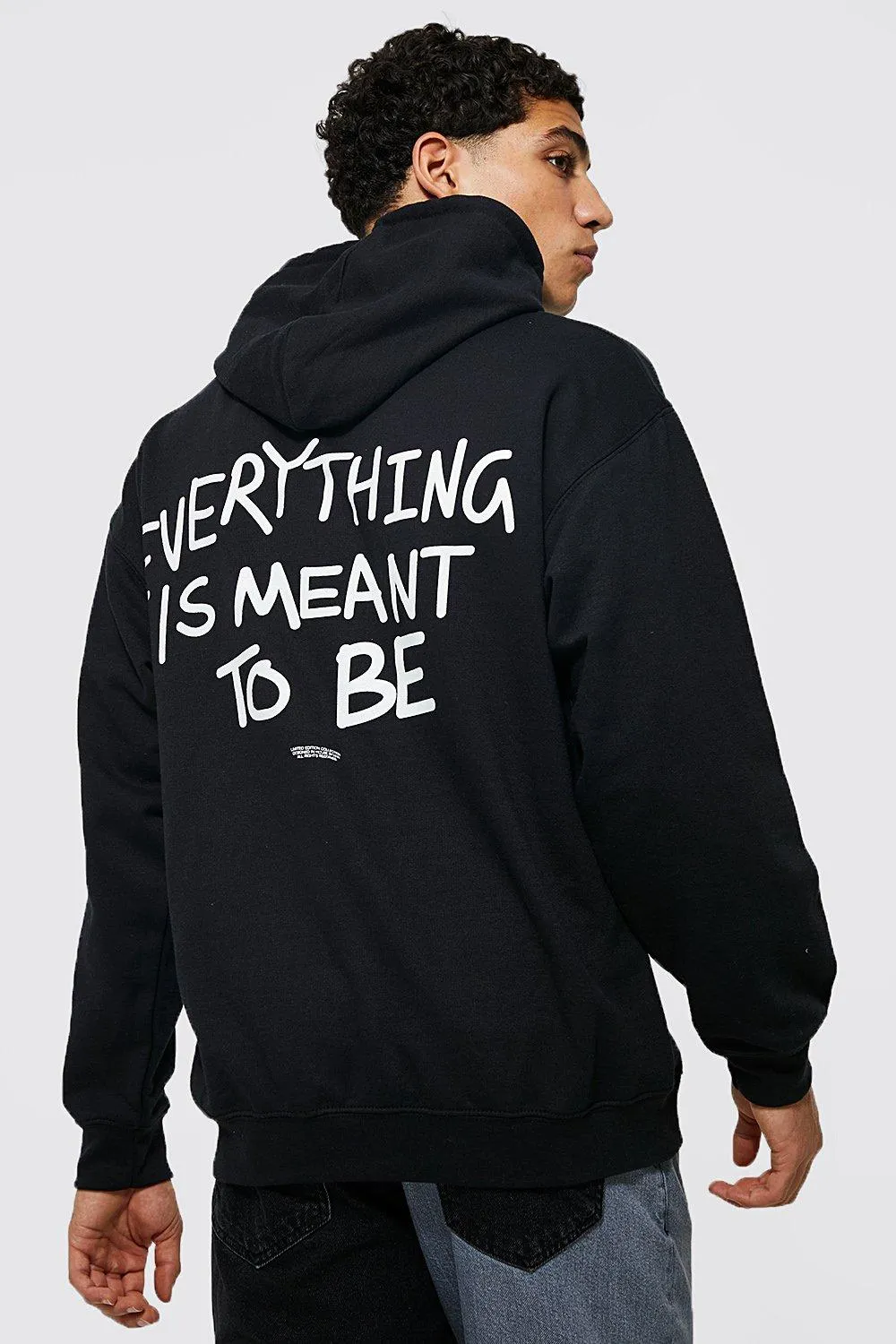 Oversized Slogan Back Print Hoodie