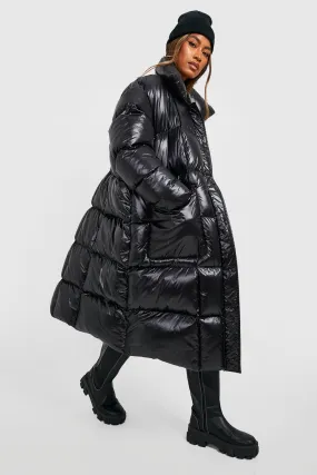 Oversized Square Quilt Detail Maxi Puffer Jacket