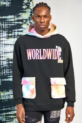 Oversized Tie Dye Detail Hoodie
