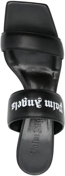 Palm Angels 45mm logo band leather mules Black