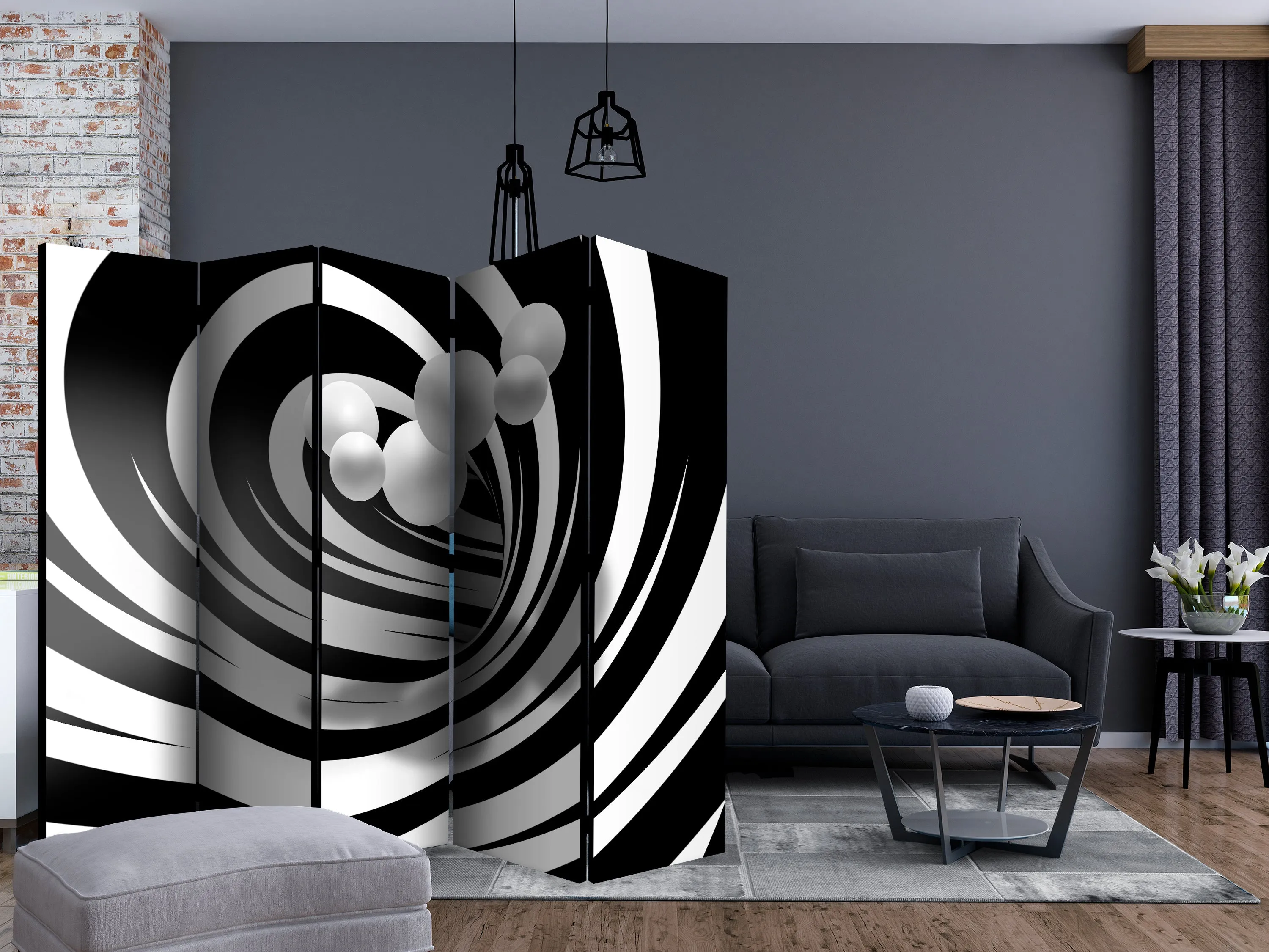 Paravento Twisted In Black & White II [Room Dividers]