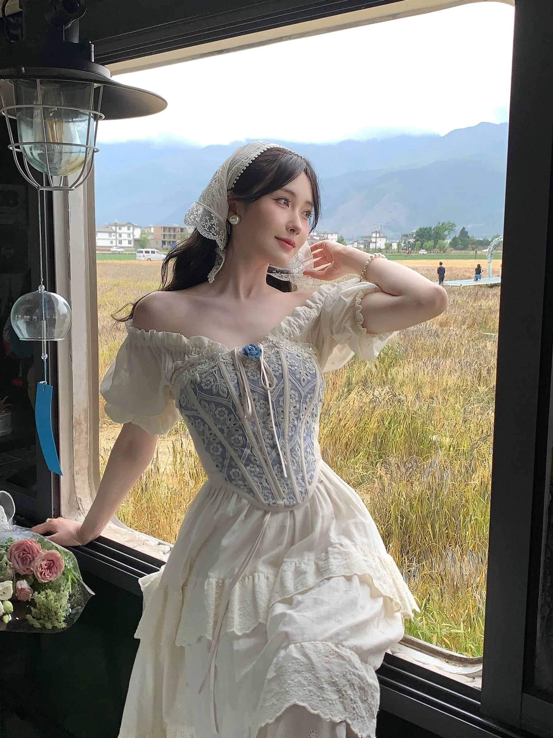PartyYan Heidi Heavy Embroidery French Palace Waist Vest Two-piece Tea Break Skirt Jacquard Dress