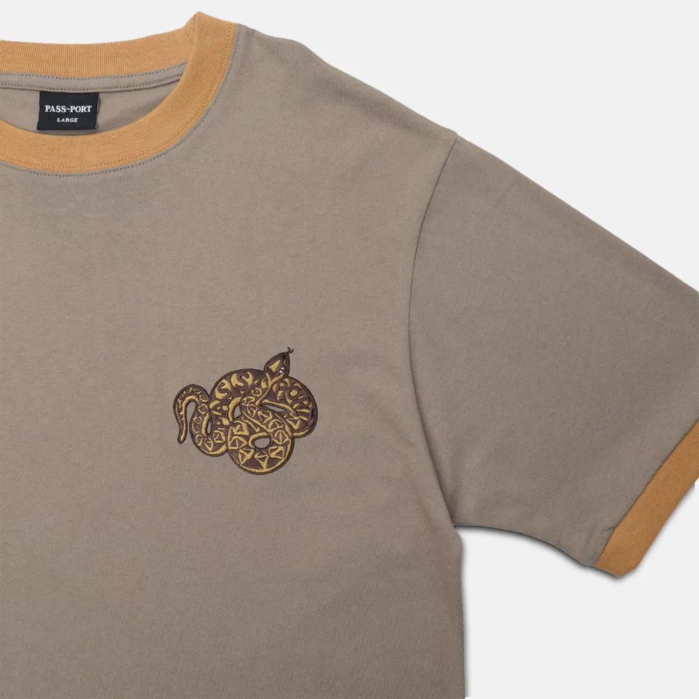 Pass Port Skateboards - Coiled Embroidered T-Shirt - Khaki