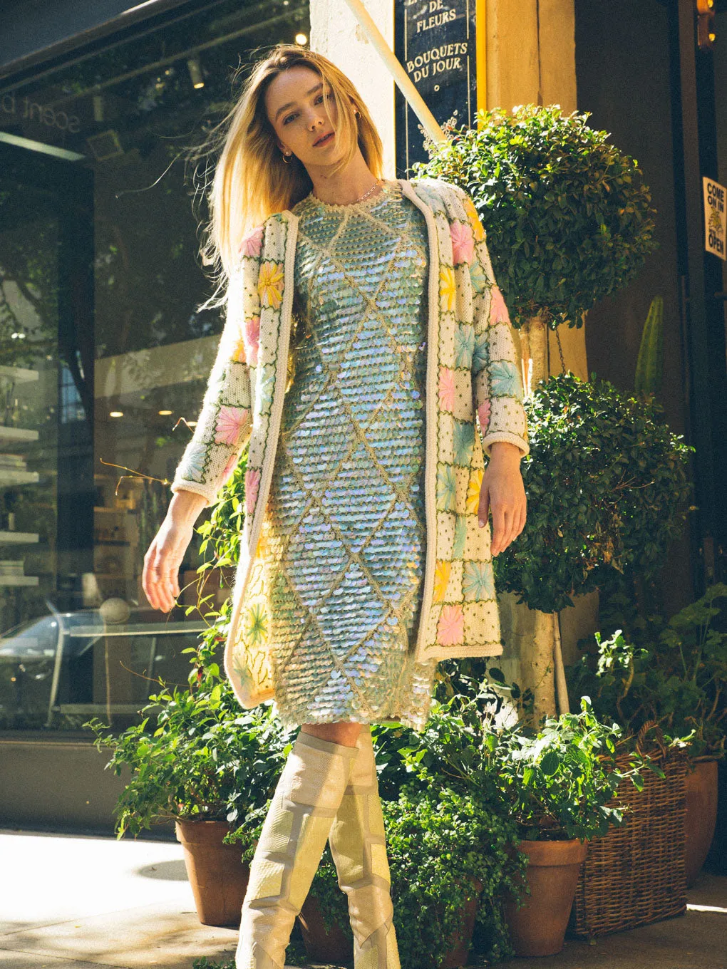 Pastel Granny Square Knit Cardigan