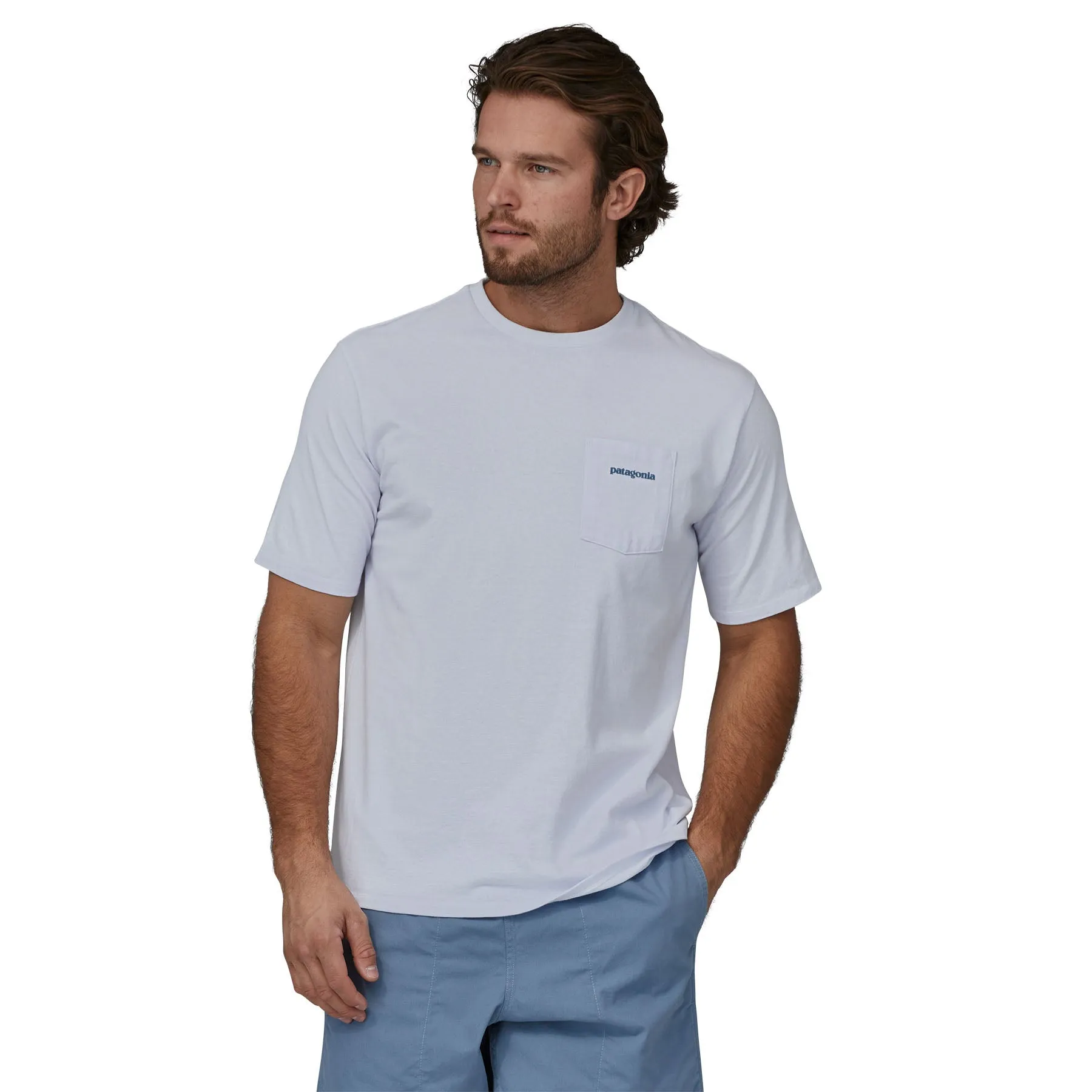 Patagonia Men's Boardshort Logo Pocket Responsibili-Tee - White