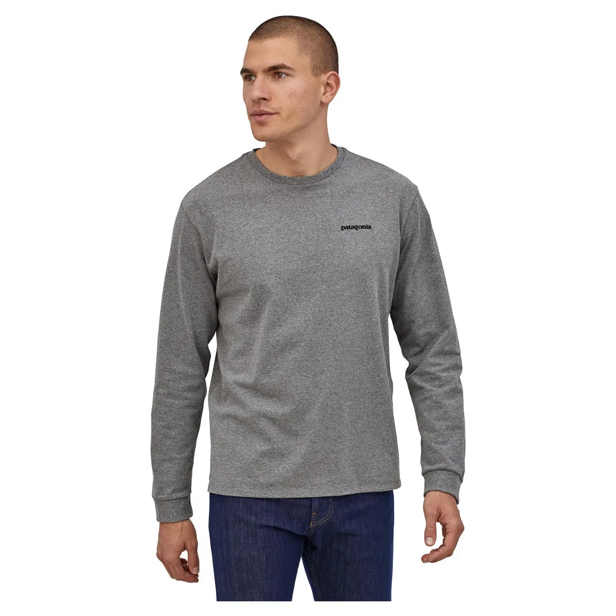 Patagonia Men's Long Sleeve P-6 Logo Responsibili-Tee - Gravel Heather
