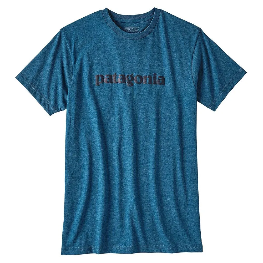 Patagonia Men's Text Logo Cotton/Poly T-Shirt - Big Sur Blue
