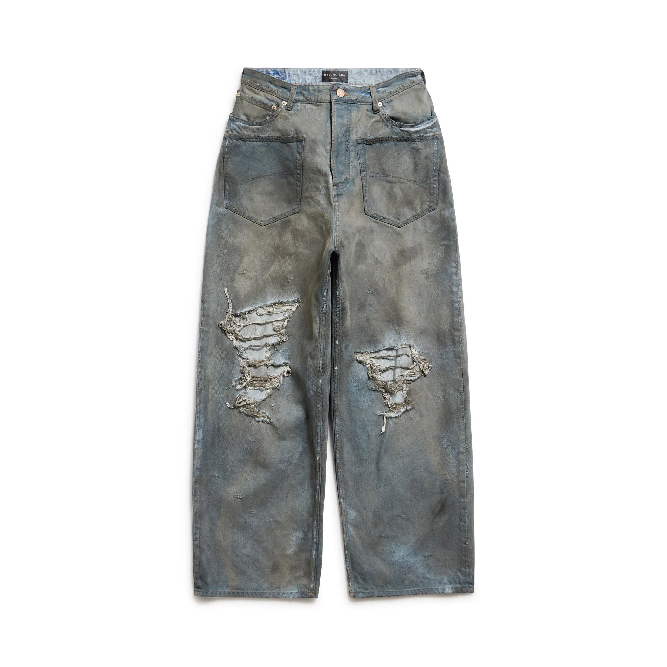 PATCHED POCKETS BAGGY JEANS IN BLUE