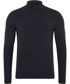 Paul James Knitwear Blue Mens Lightweight Merino Felice Cashmere Mock Turtle Neck Jumper