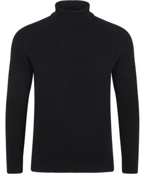 Paul James Knitwear Mens Midweight Cotton Bernard Ribbed Roll Neck Jumper