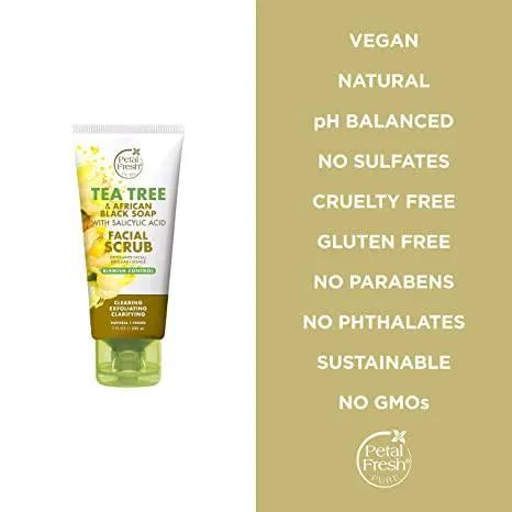 Petal Fresh Tea Tree & African Black Soap Facial Scrub 7 oz