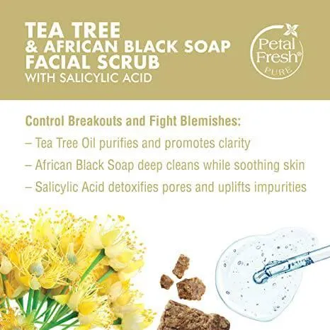 Petal Fresh Tea Tree & African Black Soap Facial Scrub 7 oz