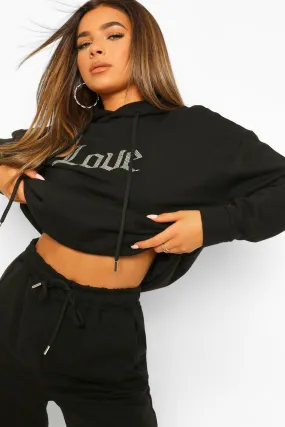 Petite Embroidered Love Hoodie