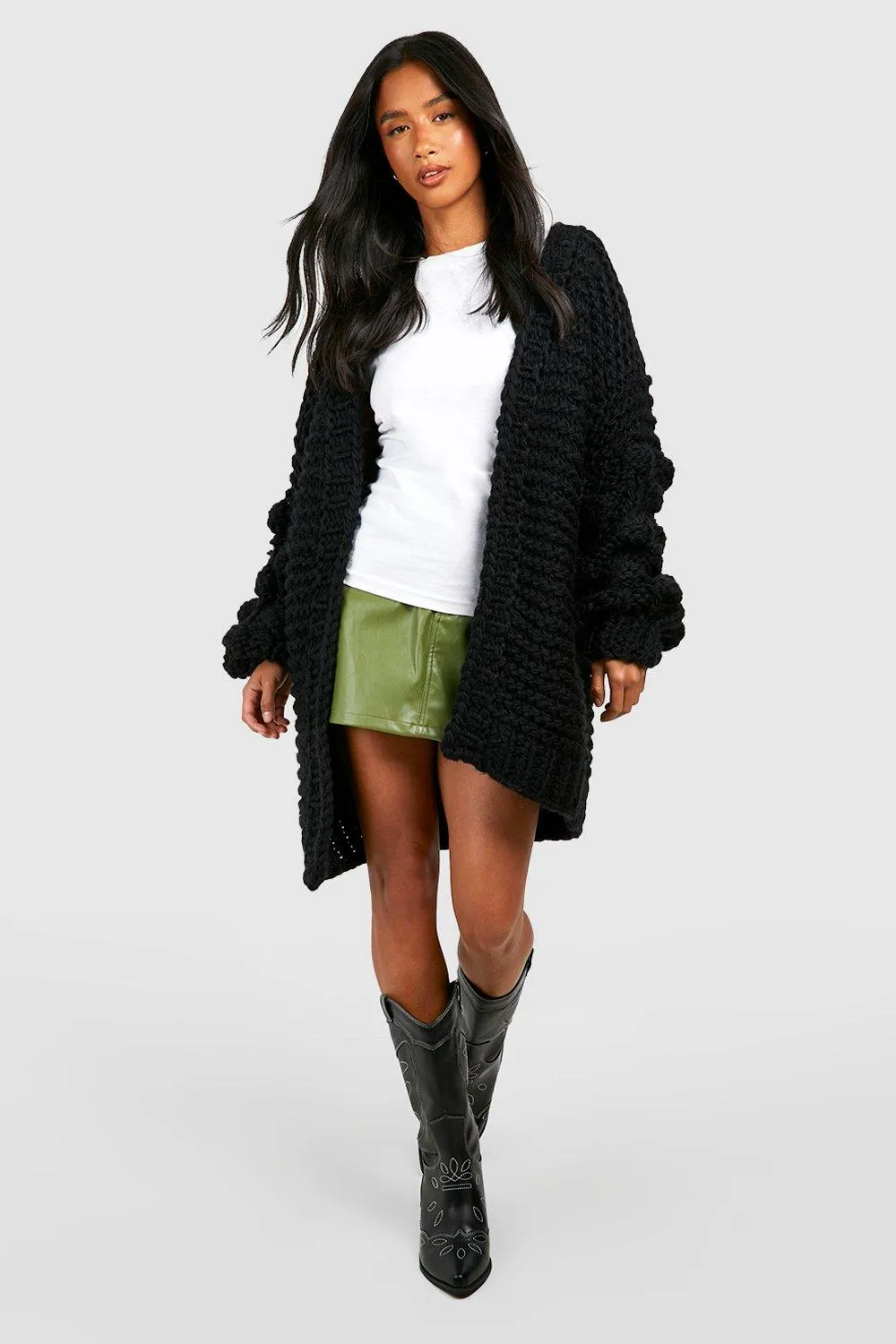 Petite Premium Chunky Knit Bubble Cardigan