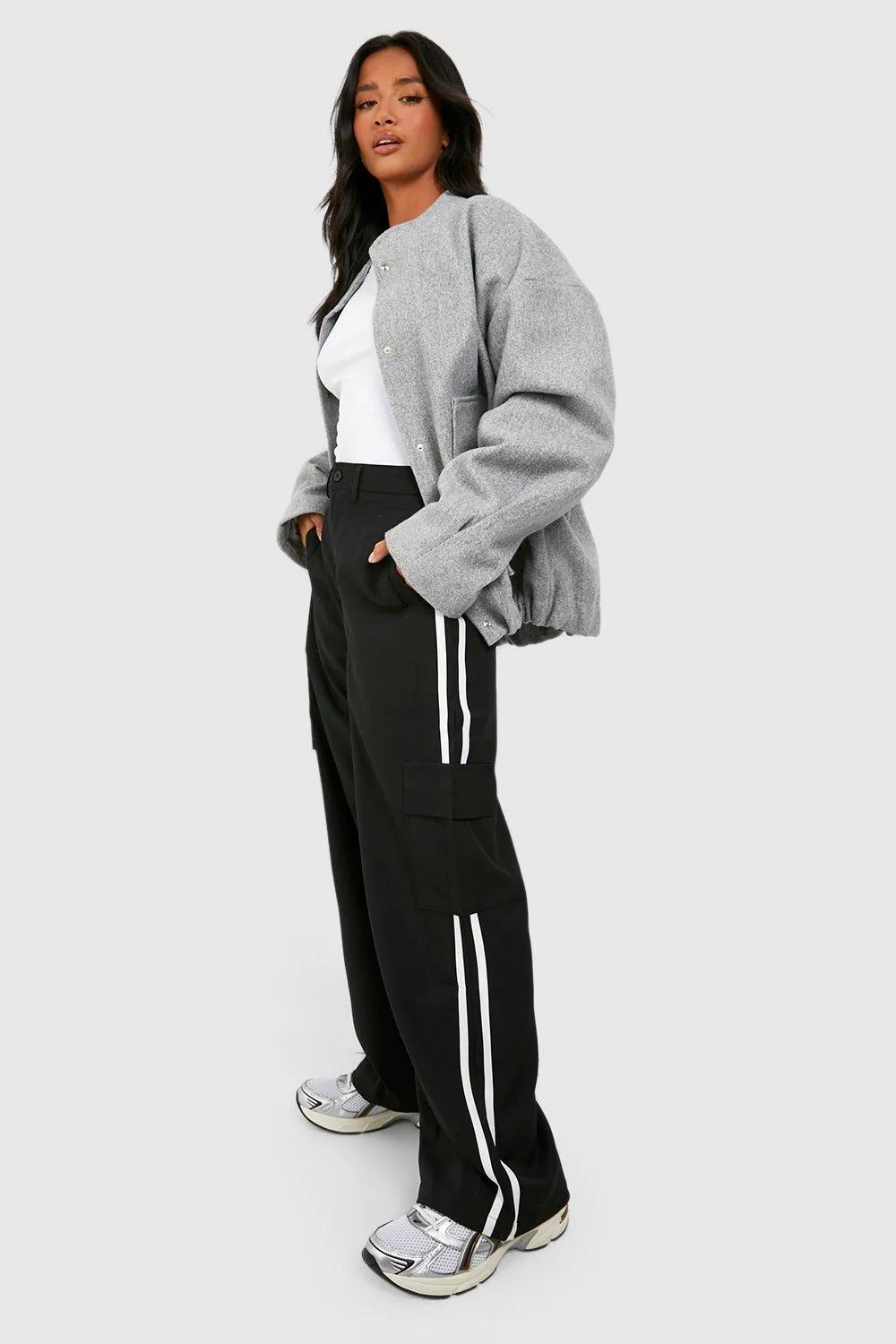 Petite Sports Stripe Tailored Cargo Pants