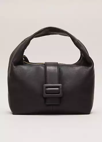 Phase Eight Black Leather Mini Buckle Tote Bag | Kaleidoscope