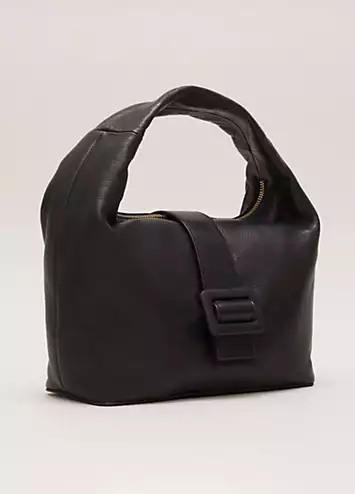 Phase Eight Black Leather Mini Buckle Tote Bag | Kaleidoscope