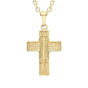 Pigskin Football Cross Necklace | Gold Stainless Steel