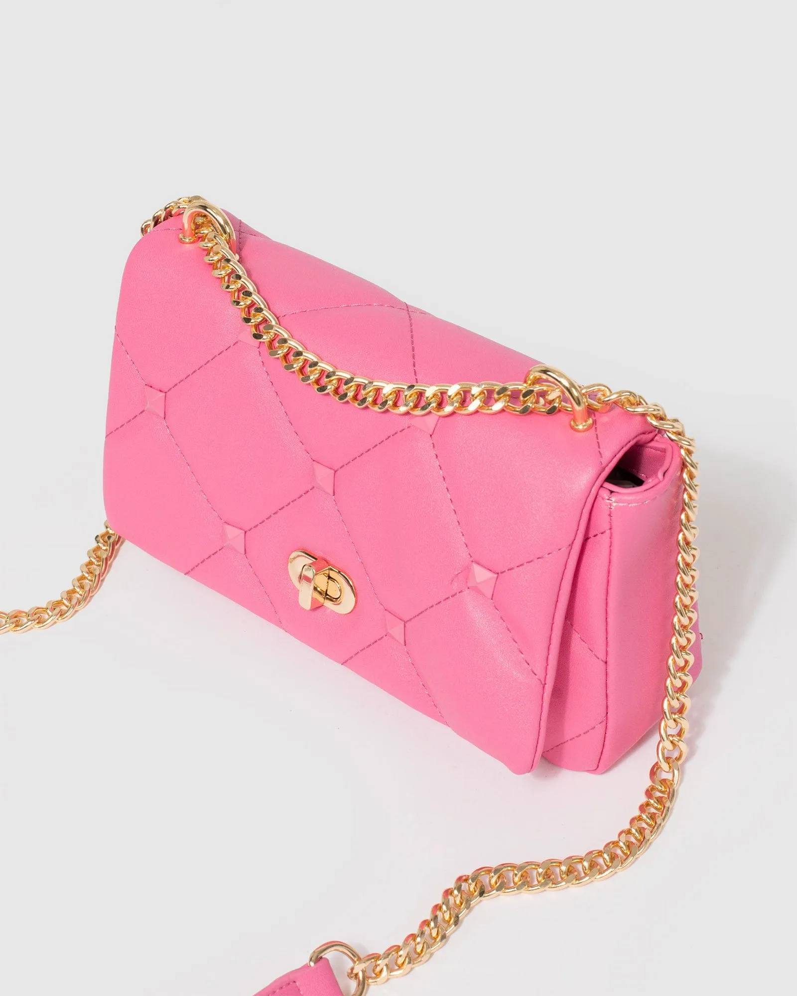 Pink Claire Quilt Crossbody Bag