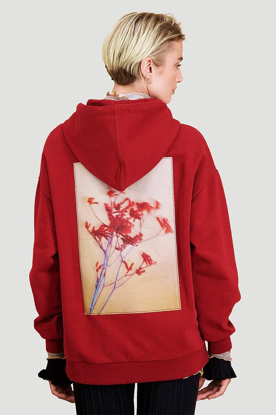 Placebo Hoodie Burgundy Flower Print