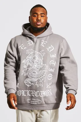 Plus Gothic Dragon Print Hoodie