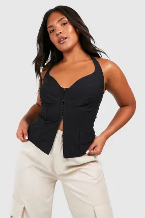 Plus Hook And Eye Rib Sleeveless Corset Top