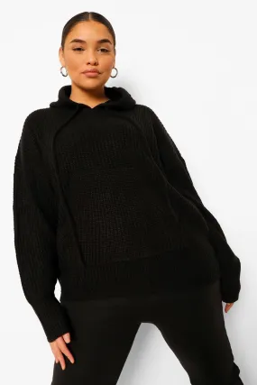 Plus Knitted Oversized Hoodie