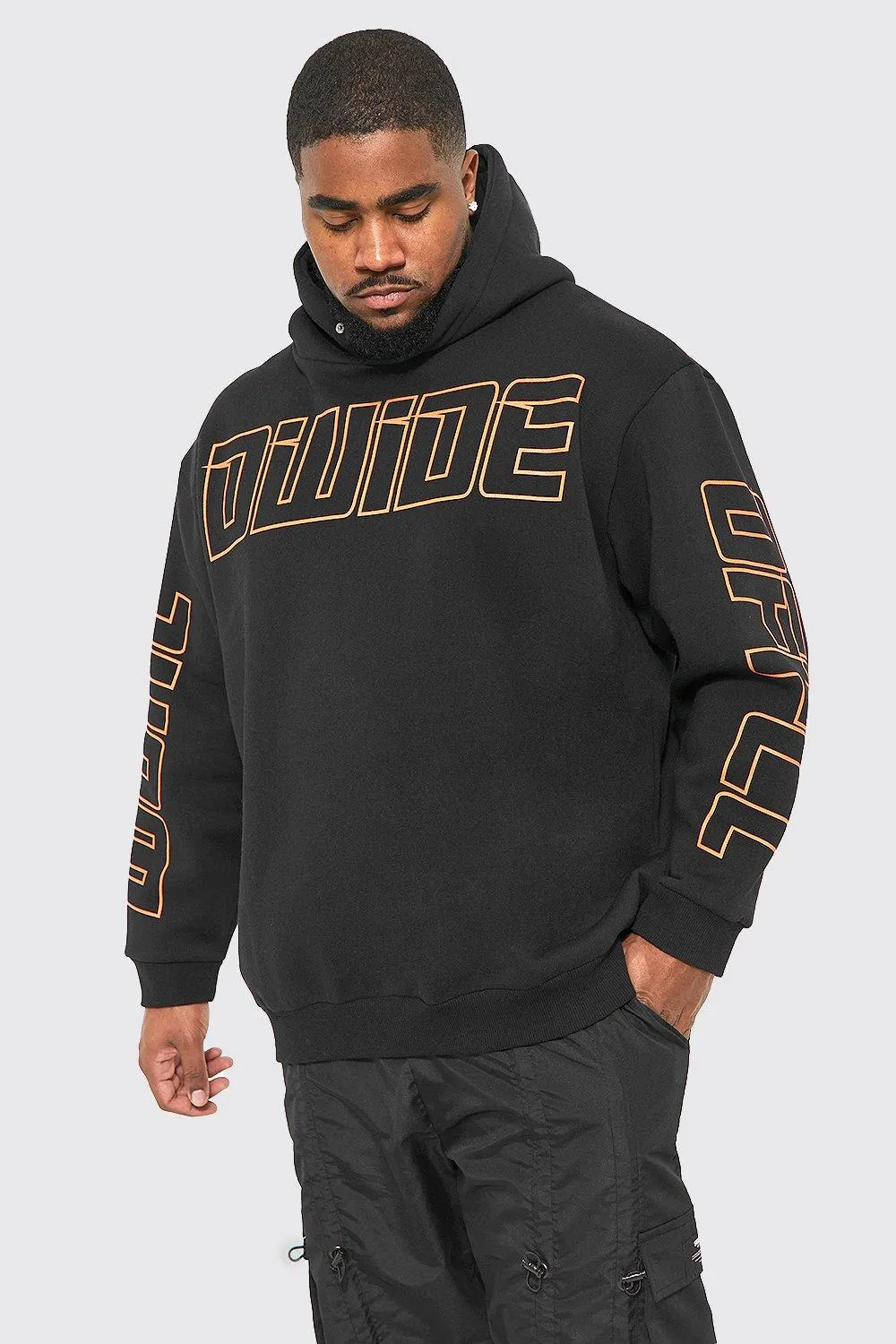 Plus Limited Sleeve Print Hoodie