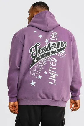 Plus Loose Graffiti Varsity Puff Print Hoodie