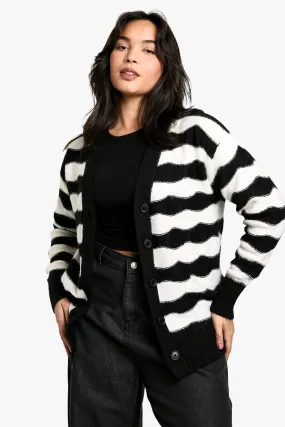 Plus Stripe Oversized Knitted Cardigan