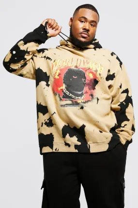Plus Tie Dye Worldwide Print Hoodie
