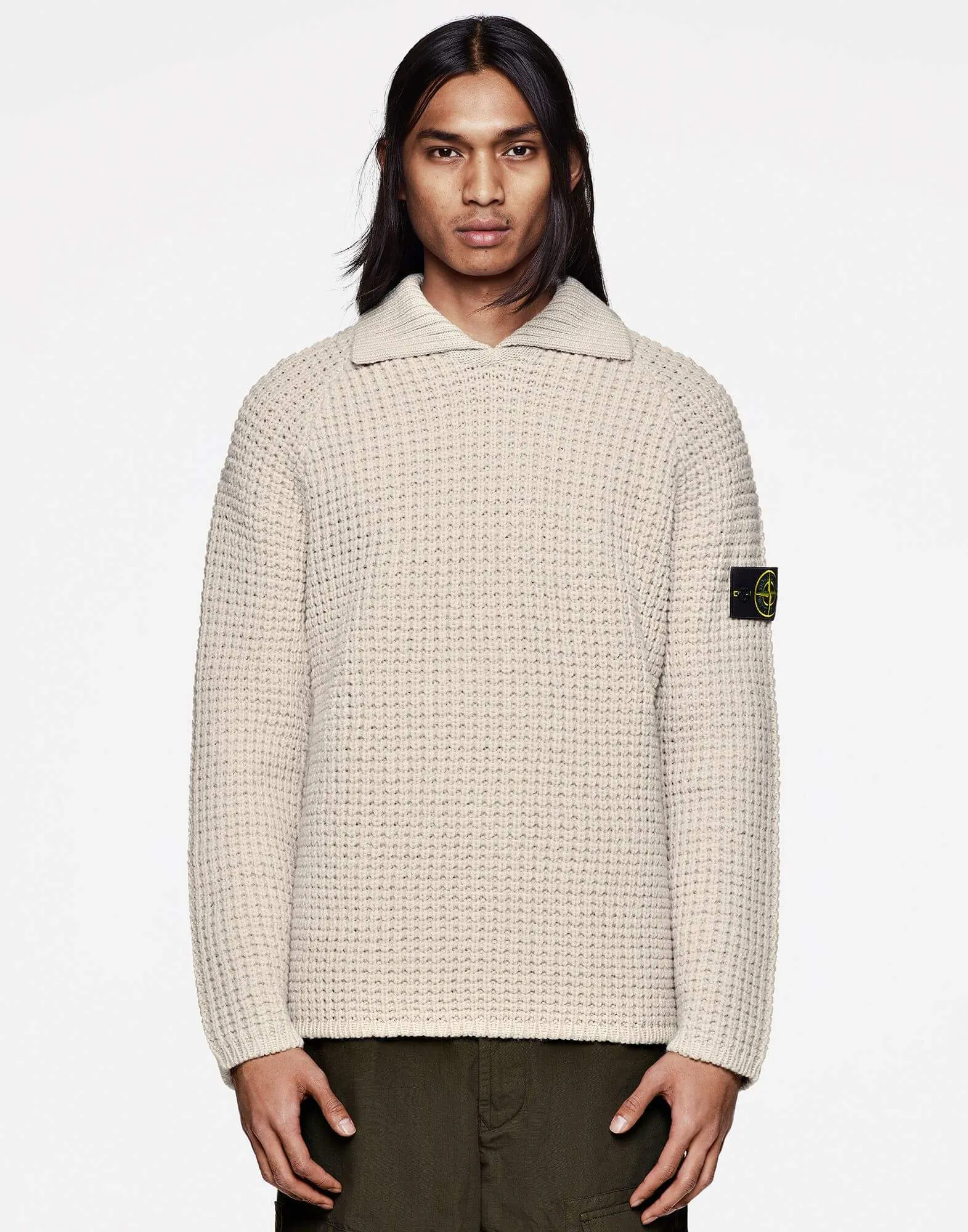 Polo Collar Knit Sweater in Pure Wool