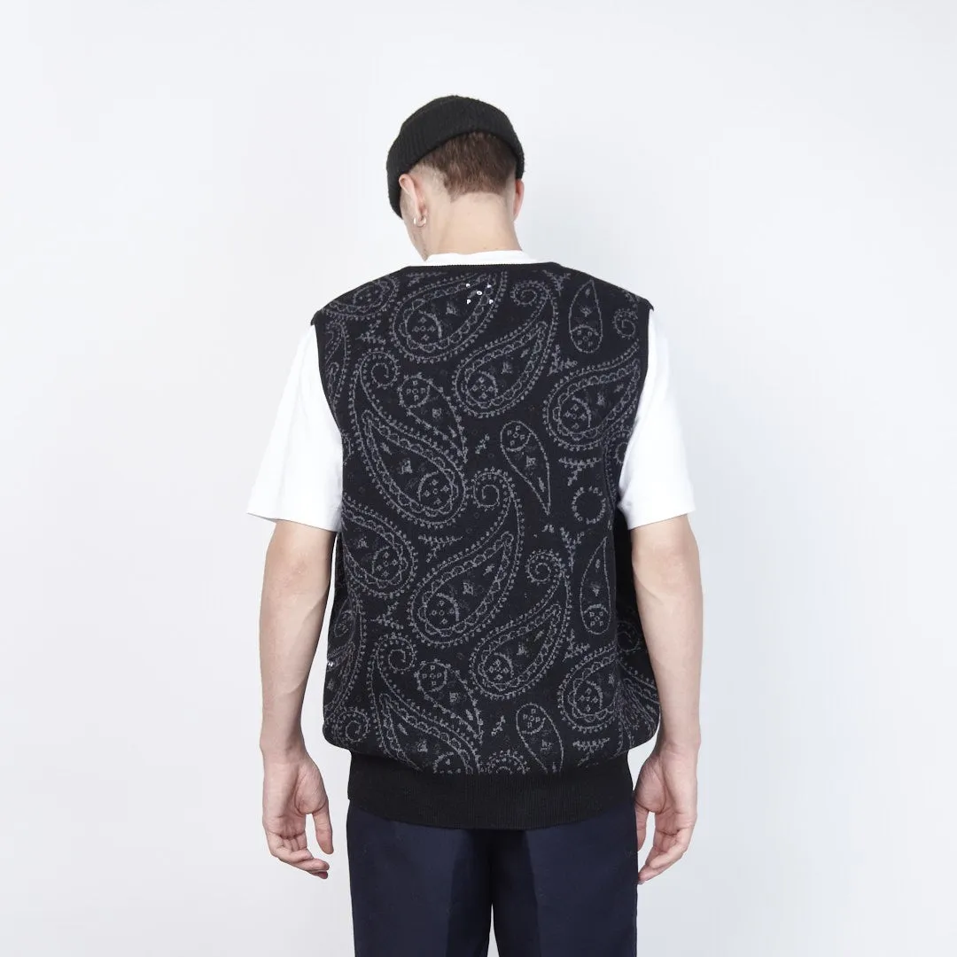 Pop Trading Company - Paisley Knitted Spencer Vest (Anthracite)