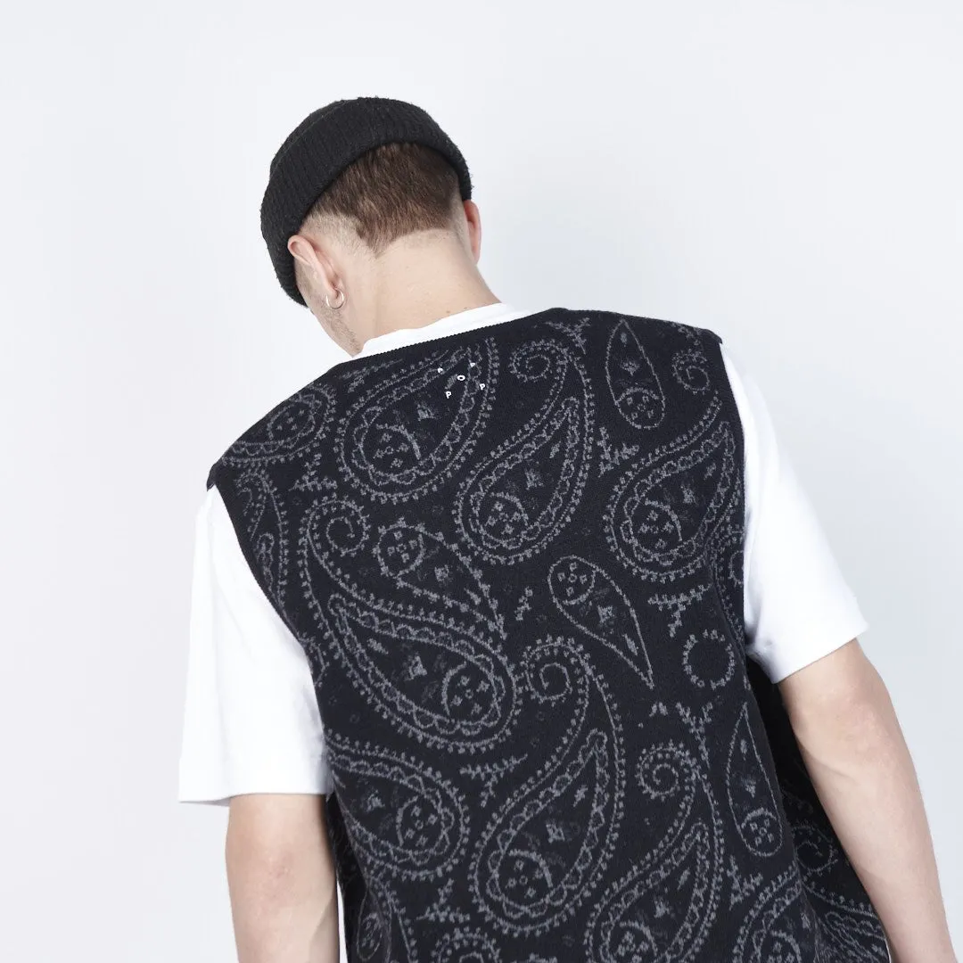 Pop Trading Company - Paisley Knitted Spencer Vest (Anthracite)