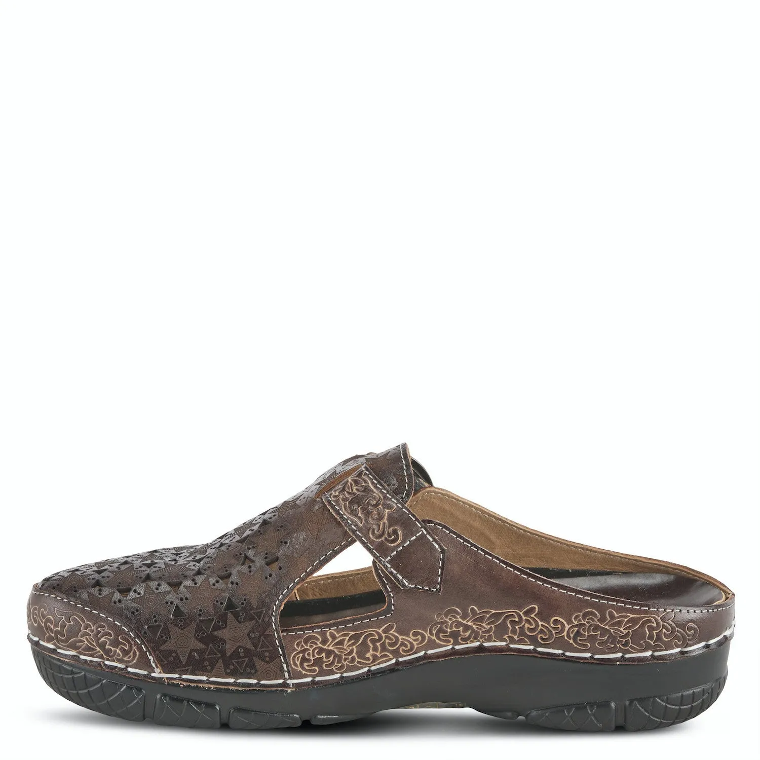  Popcorn Mini Flower Belted Clog in Brown CLOSEOUTS  