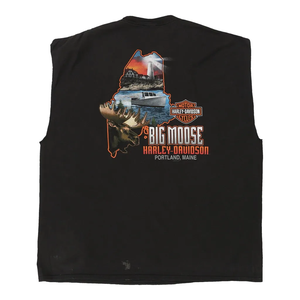 Portland, Maine Harley Davidson Graphic Vest - 2XL Black Cotton