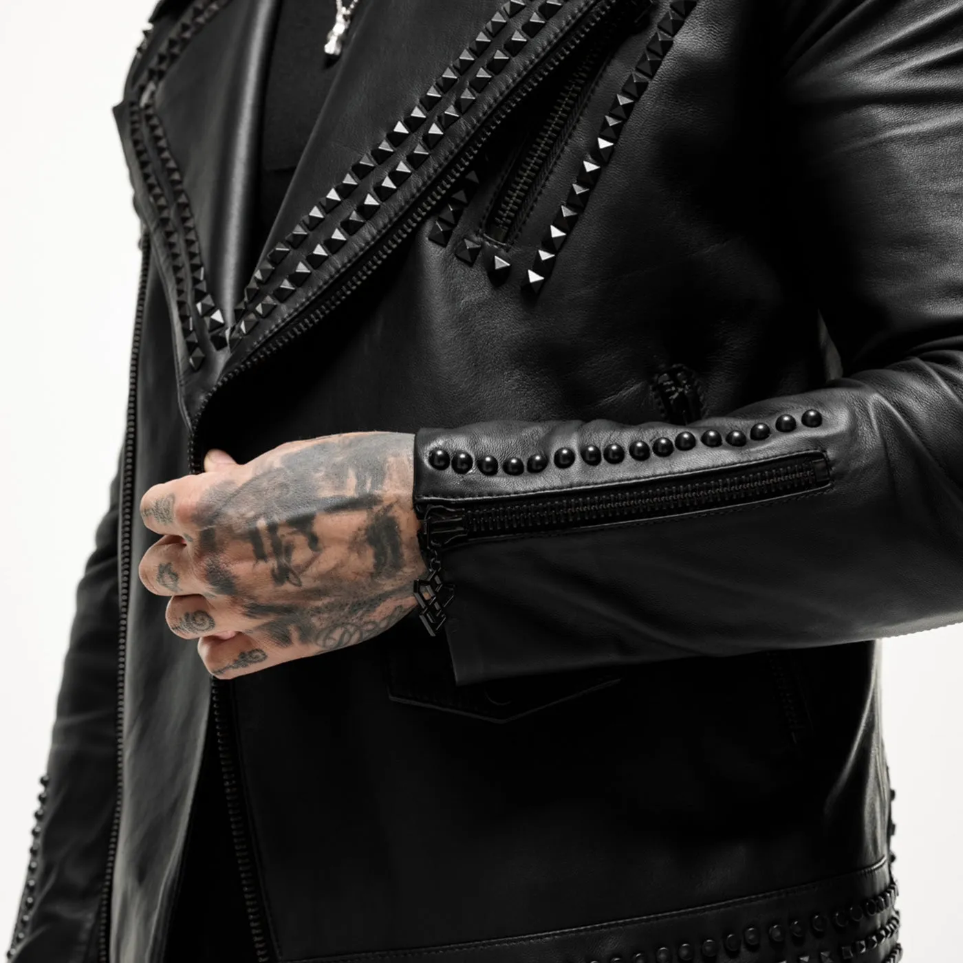 Printed Raving Wolf 2.0 Studded Leather Jacket