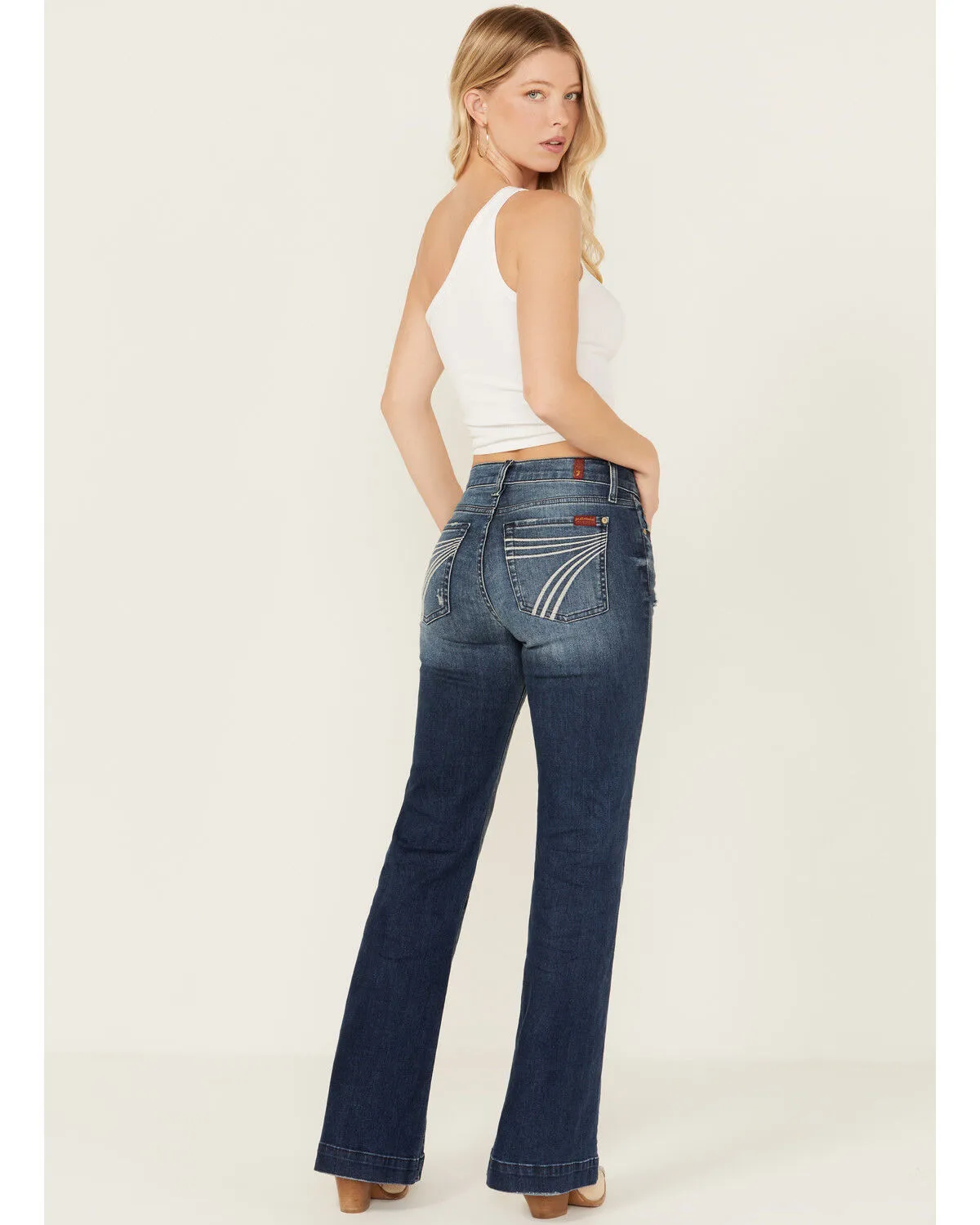 Product Name:  7 For All Mankind Women's Dark Wash Mid Rise Tailorless Dojo Trouser Jeans