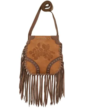 Product Name:  American West Women's Floral Tooled Fringe Crossbody Bag