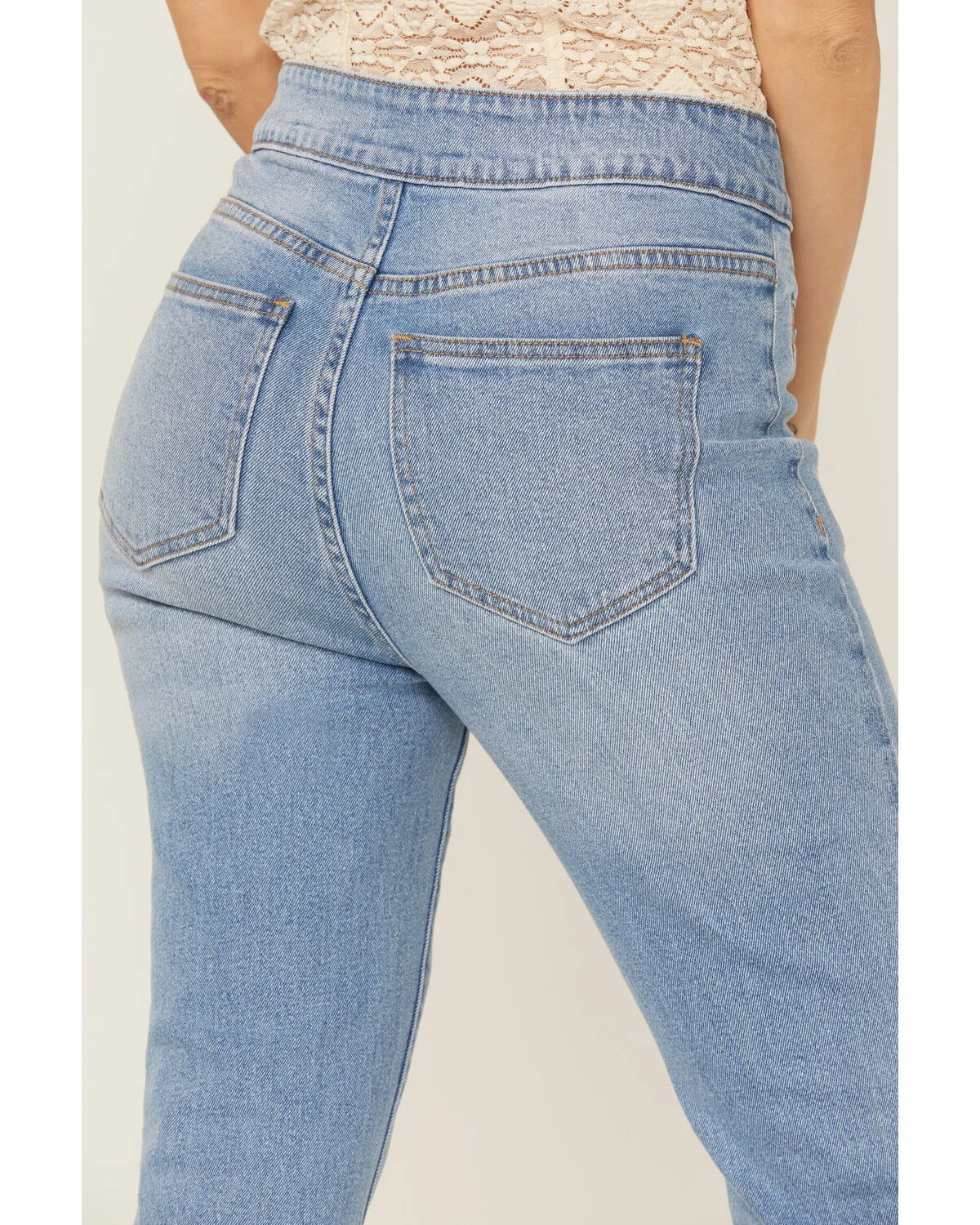 Product Name:  Ceros Women's Light Wash High Rise Coin Pocket Light Denim Flare Jeans