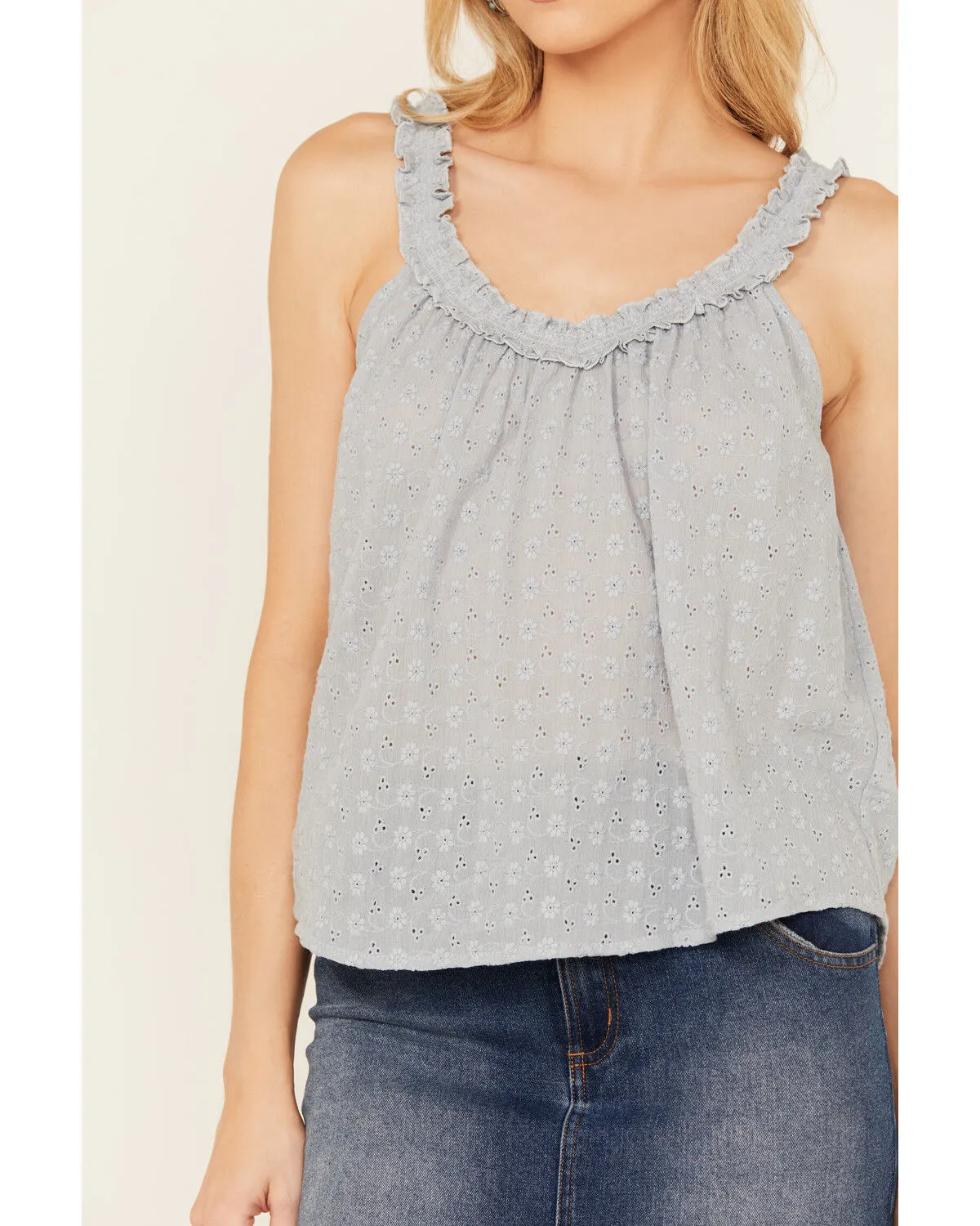 Product Name:  Eyeshadow Women's Eyelet V Neck Tank