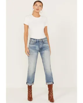 Product Name:  Lucky Brand Women's Medium Wash Mid Rise Boy Straight Jeans