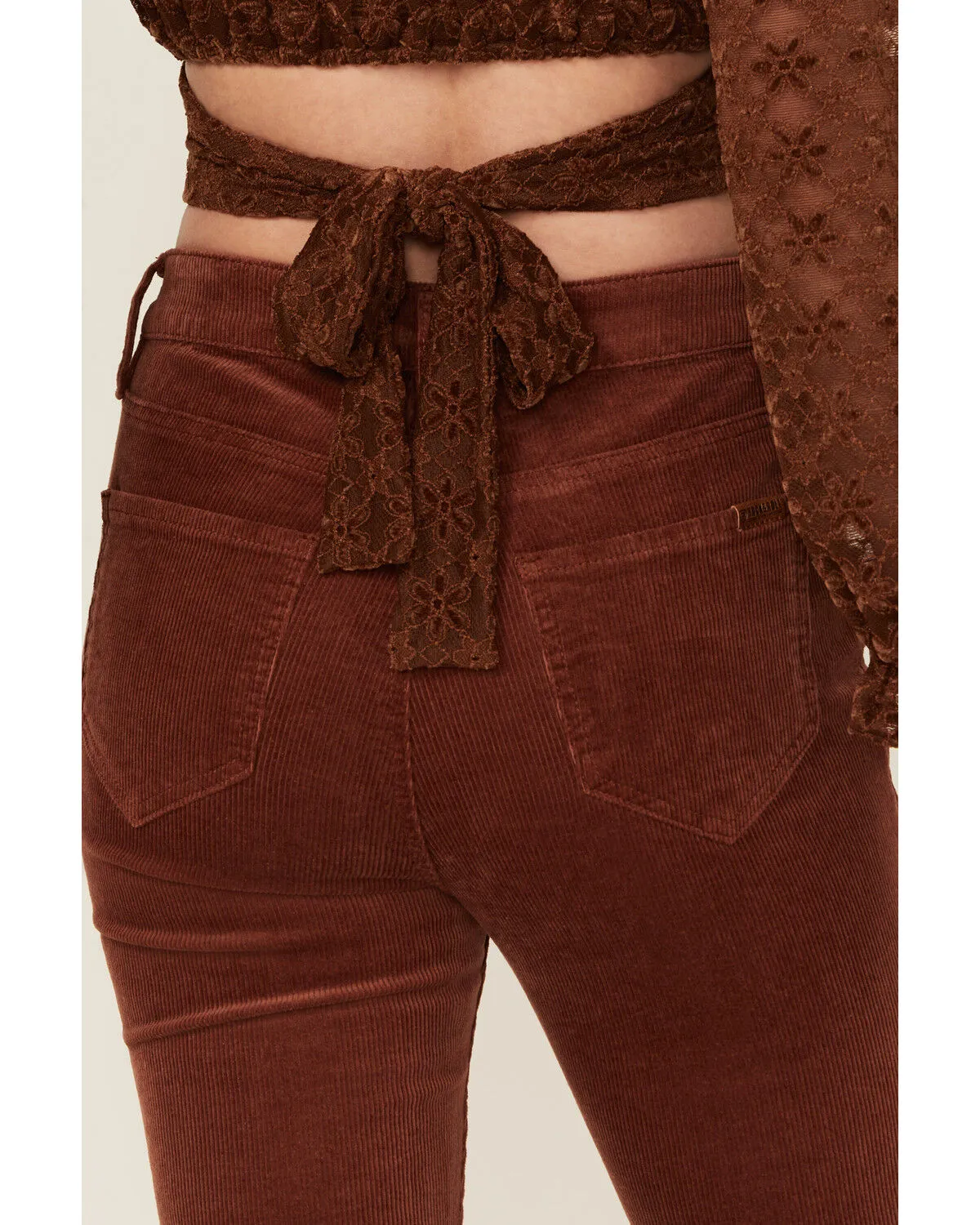 Product Name:  Rock & Roll Denim Women's High Rise Corduroy Button Flare Jeans