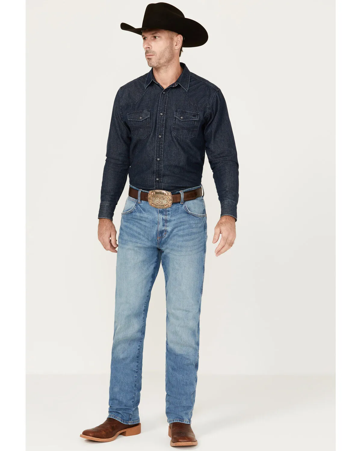 Product Name:  Wrangler Retro Men's Fergus Medium Wash Slim Straight Stretch Denim Jeans