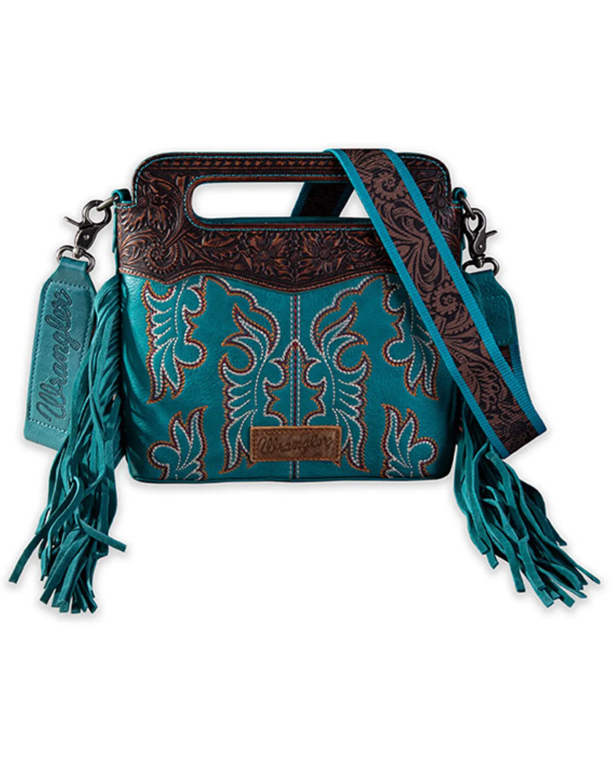 Product Name:  Wrangler Women's Tooled Fringe Crossbody Bag