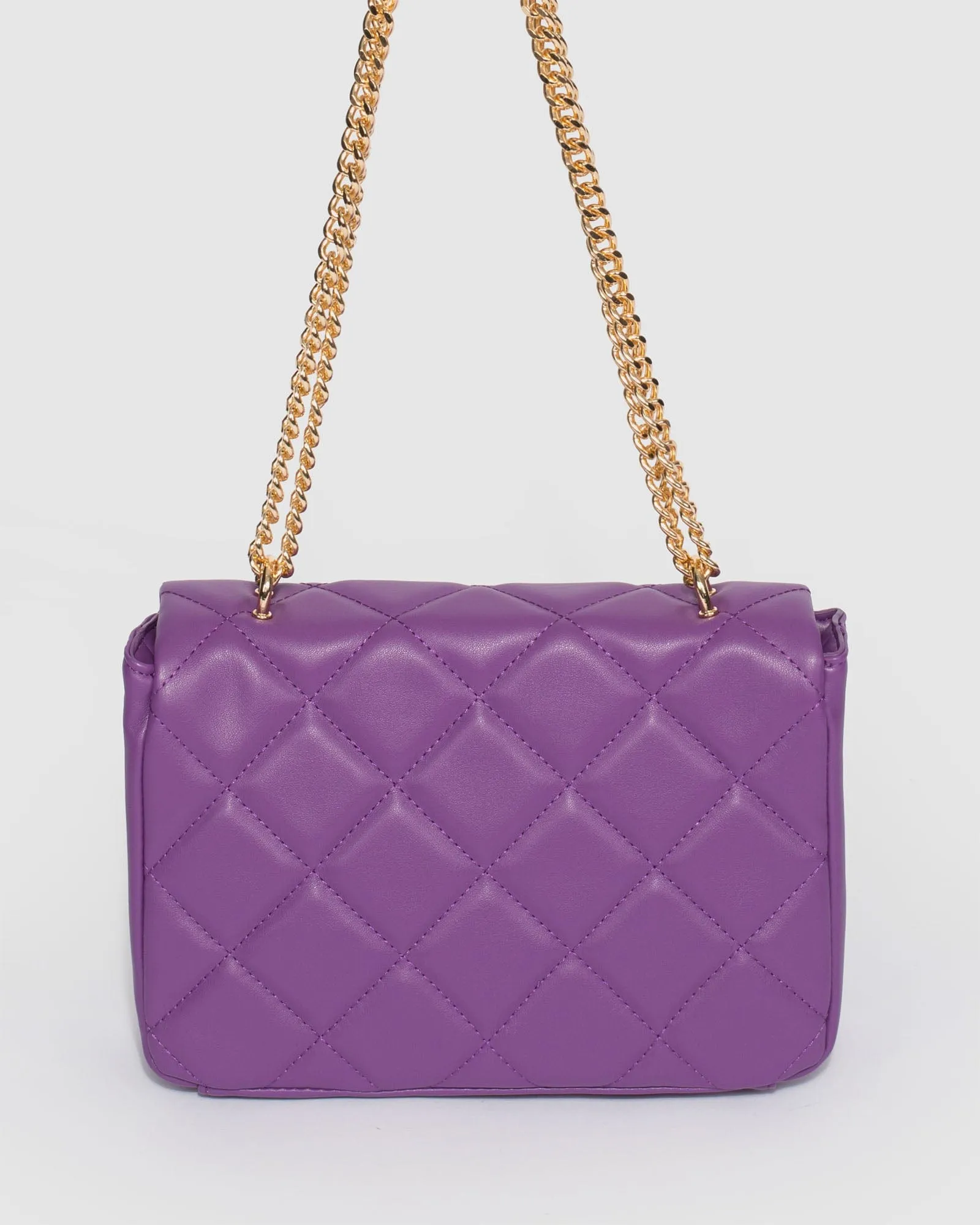 Purple Amillia Stud Lock Crossbody Bag