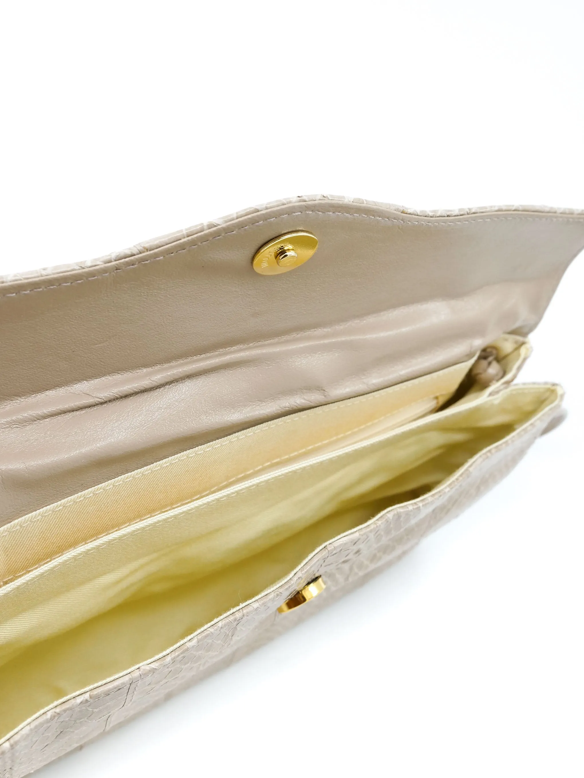 Putty Snakeskin Convertible Clutch