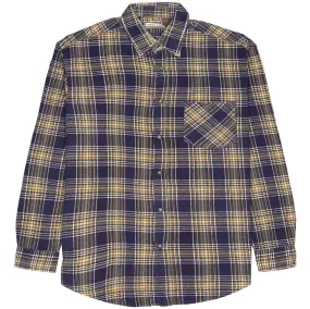 Quattro Amici Checkered Flannel Shirt Navy Yellow