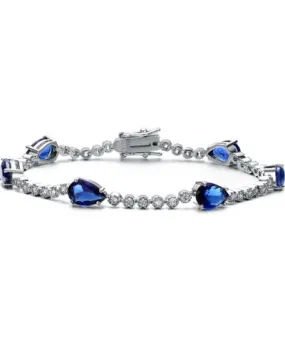 Rachel Glauber Ra White Gold Plated with Pear Blue & Tennis Bracelet